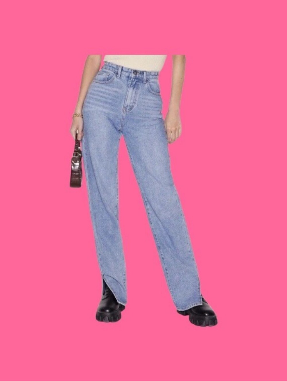 Nasty Gal high-Rise Light Blue Straight Leg Jeans - Women's
